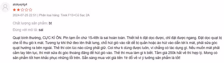 Tài khoản alokyej4g4 đánh giá 2 sao cho sản phẩm.