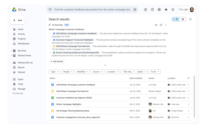 Tìm thấy những gì lưu trên Drive dễ dàng hơn với 'Tổng quan AI'.