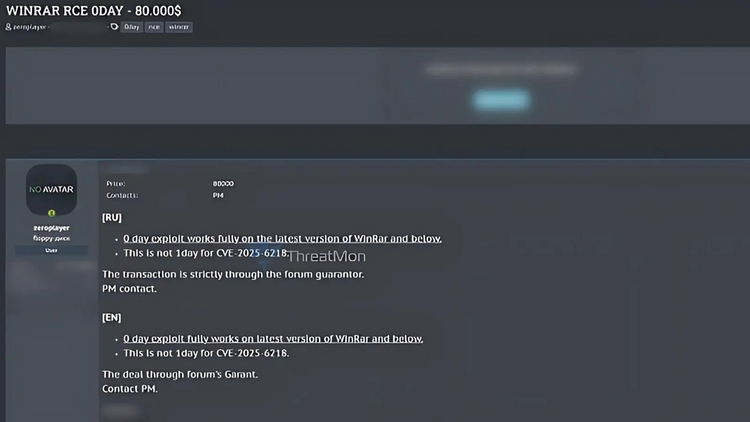 Tin tặc rao bán lỗ hổng với giá 80.000 USD trên chợ đen. Ảnh chụp màn hình