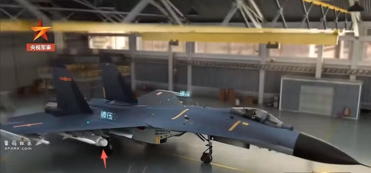 Vị trí treo pod laser trên máy bay J-11B. Ảnh: 6park.