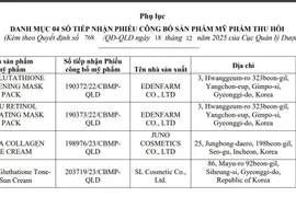Thu hồi 14 số tiếp nhận công bố mỹ phẩm của hai doanh nghiệp