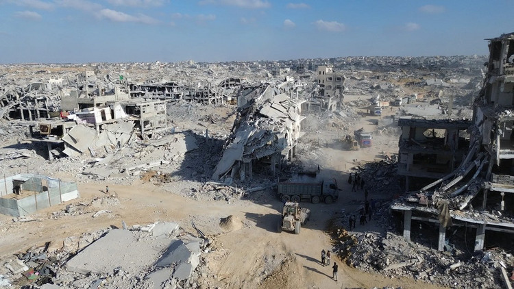 Cảnh đổ nát ở Khan Younis, Gaza. Ảnh: Anadolu. gaza.png