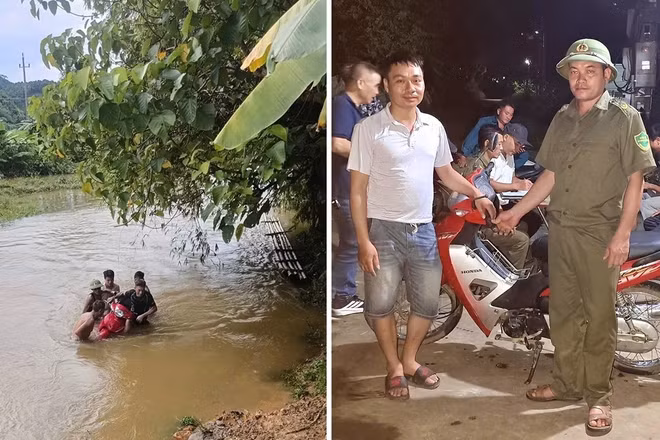 Lào Cai kịp thời cứu người đàn ông đi xe máy bị lũ cuốn 
