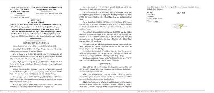 Quyết định KQ2500057961_2505221605 công nhận Kết quả lựa chọn nhà thầu (KQLCNT) gói thầu Xây dựng đường cao tốc TP HCM - Thủ Dầu Một - Chơn Thành đoạn qua địa bàn tỉnh Bình Phước cho Liên danh Cao tốc HCM-TDM-CT. Nguồn MSC