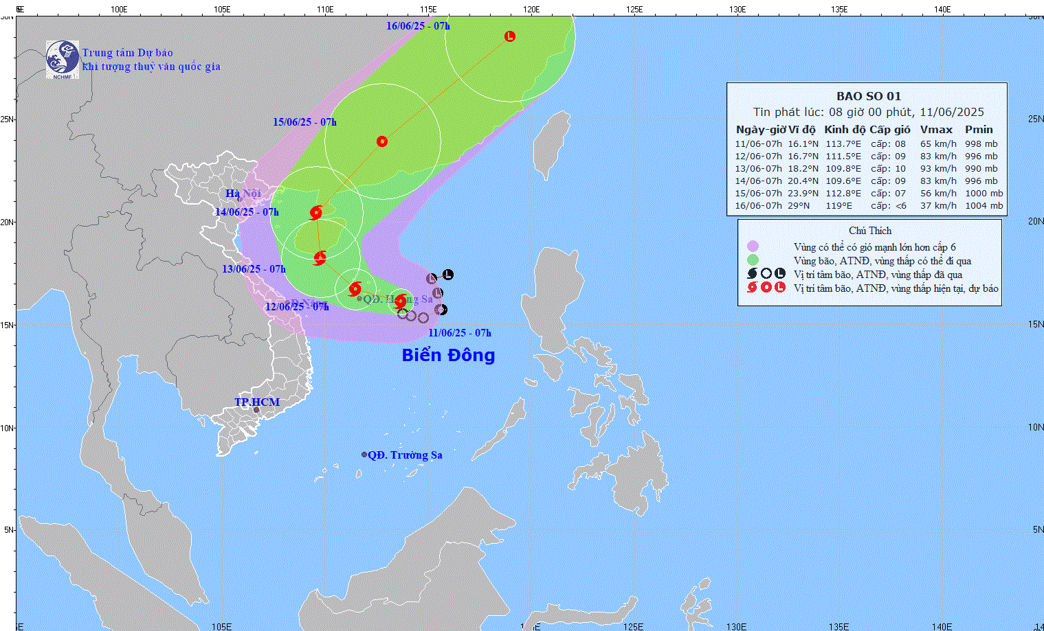 Áp thấp nhiệt đới mạnh lên thành bão số 1, sức gió giật cấp 10
