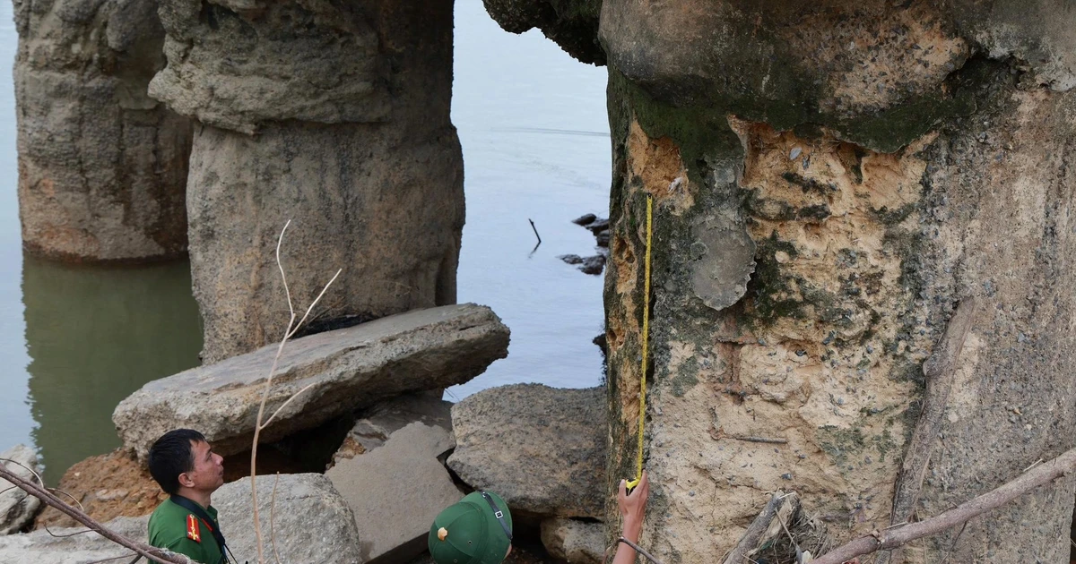 Cận cảnh cầu sông Lô móng lộ cốt thép rỉ sắt đang bị điều tra