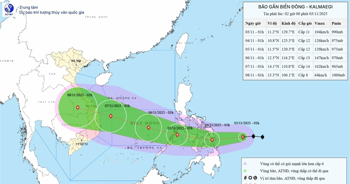 Bão Kalmaegi tiến gần Biển Đông và còn mạnh thêm