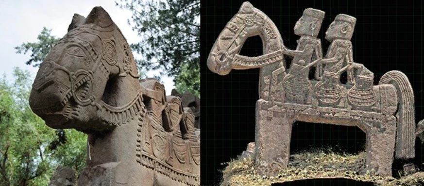 Kinh ngạc trước các tượng cưỡi ngựa cổ xưa tại Kashmir, Himalaya