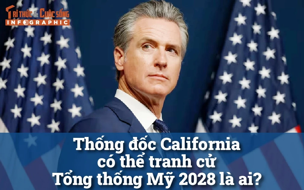[INFOGRAPHIC] Thống đốc California có thể tranh cử Tổng thống Mỹ 2028 là ai?