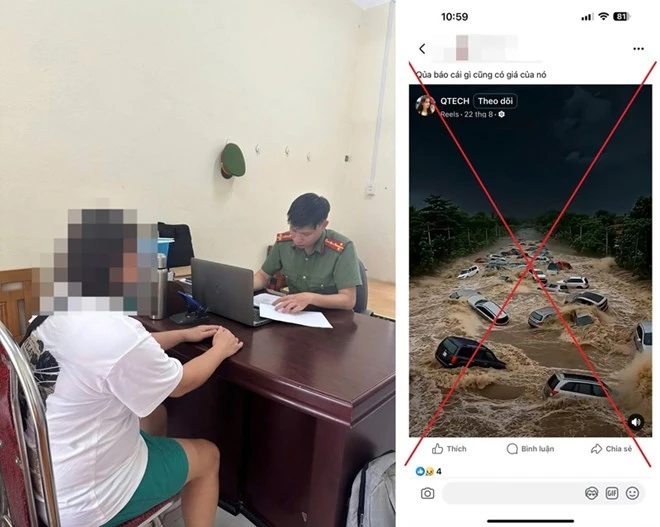 Công an làm việc với người phụ nữ đăng video AI giả lũ lụt ở Cao Bằng