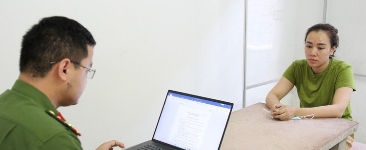 Đối tượng Lê Thị Hà An tại Cơ quan CSĐT.