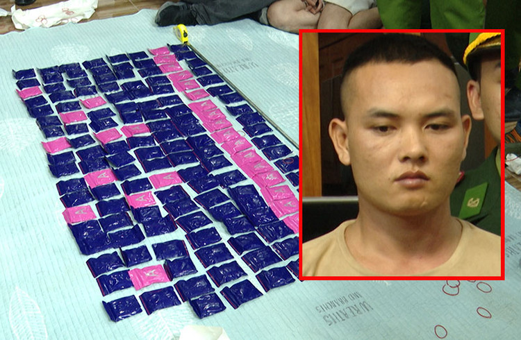 Đối tượng Đoàn Anh Duy cùng tang vật bị lực lượng chức năng bắt giữ.