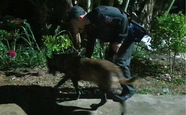 Chó nghiệp vụ của công an tỉnh Nghệ An được huy động để hỗ trợ công tác tìm kiếm cháu bé.