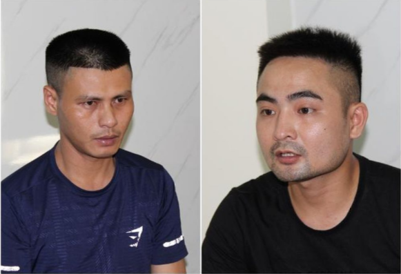 Hai đối tượng Sao và Thế tại cơ quan điều tra.