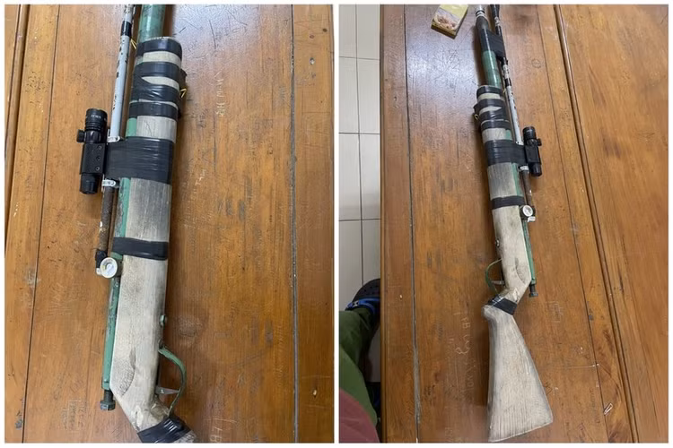 Khẩu súng tự chế bị lực lượng công an thu giữ.