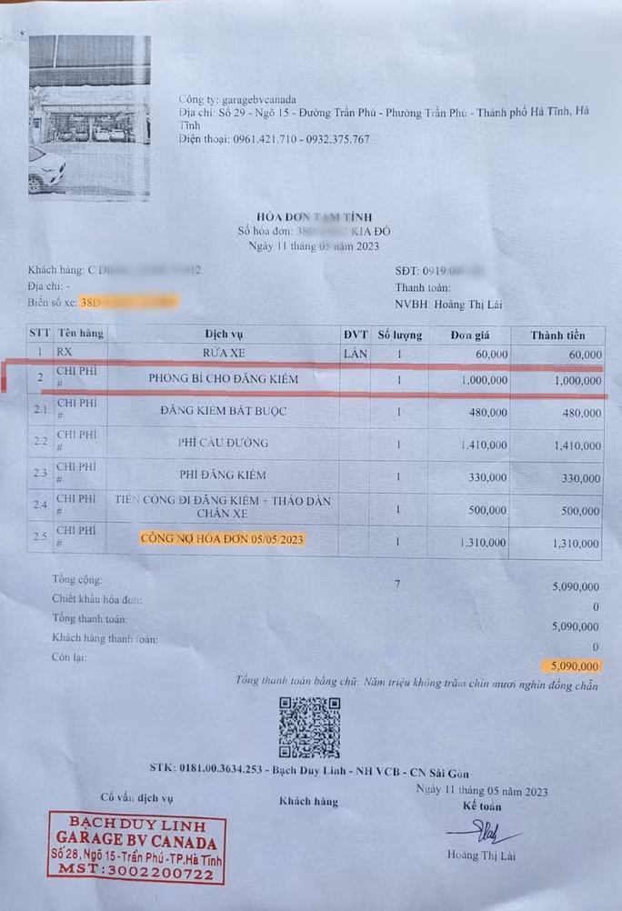 Vụ "phong bì cho đăng kiểm" trên hóa đơn gara ô tô: Lỗi do đánh máy ảnh 2