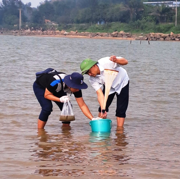 Chi cục Thủy sản Hà Tĩnh lấy mẫu nước phân tích, tìm nguyên nhân ngao chết.