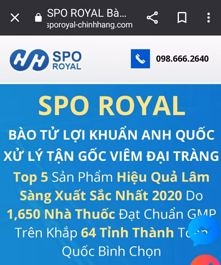 SPO ROYAL quảng cáo xử lý tận gốc viêm đại tràng SPO ROYAL quảng cáo xử lý tận gốc viêm đại tràng