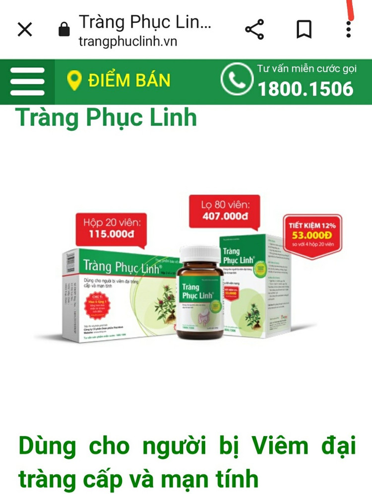 TPBVSK Tràng Phục Linh Plus quảng cáo trên mạng