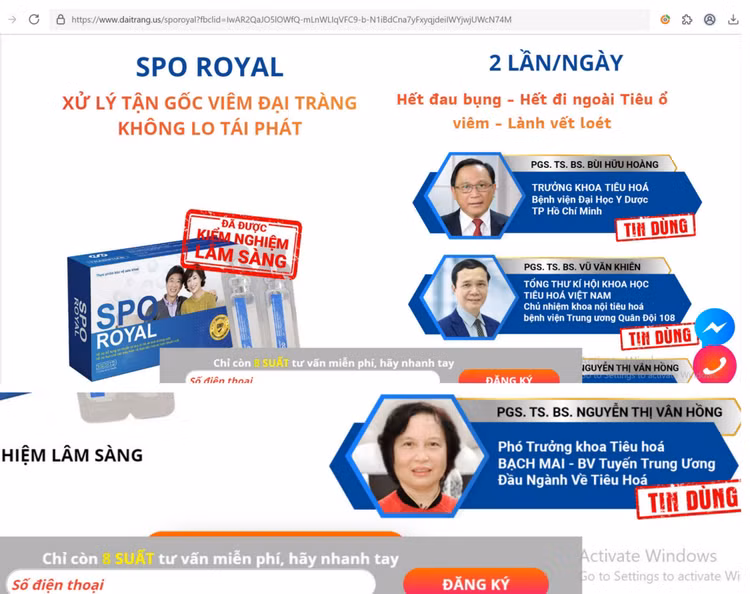 Đội ngũ PGS.TS.BS được đưa vào quảng cáo cho SPO ROYAL Đội ngũ PGS.TS.BS được đưa vào quảng cáo cho SPO ROYAL