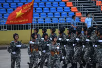 Các chiến sĩ tiến vào Quảng trường Ba Đình, sẵn sàng tổng hợp luyện lần 2