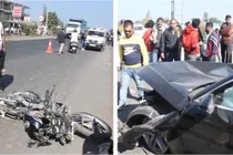 Ô tô chạy quá tốc độ tông xe máy, hai cha con tử vong