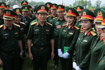 Đại tướng Nguyễn Tân Cương kiểm tra tổng hợp luyện các khối diễu binh Quốc khánh 2/9