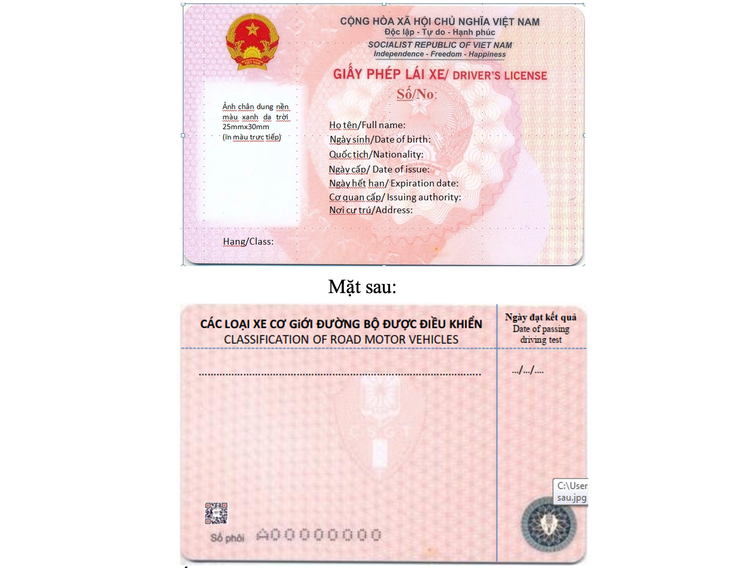 Bo Cong an ban hanh mau giay phep lai xe moi