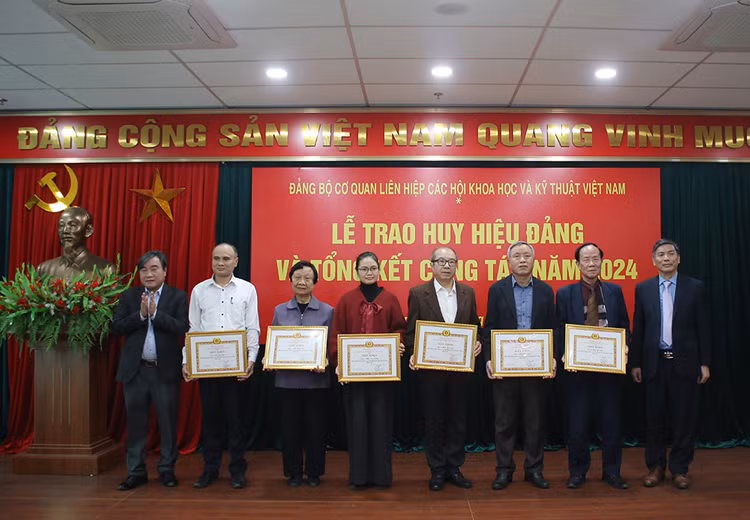 Dang uy co quan Lien hiep Hoi Viet Nam trao huy hieu Dang cho 37 dang vien-Hinh-11