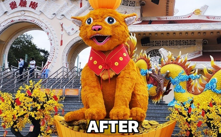 Linh vat meo Tet 2023 “trinh lang” vo so kieu tao hinh doc, la-Hinh-8