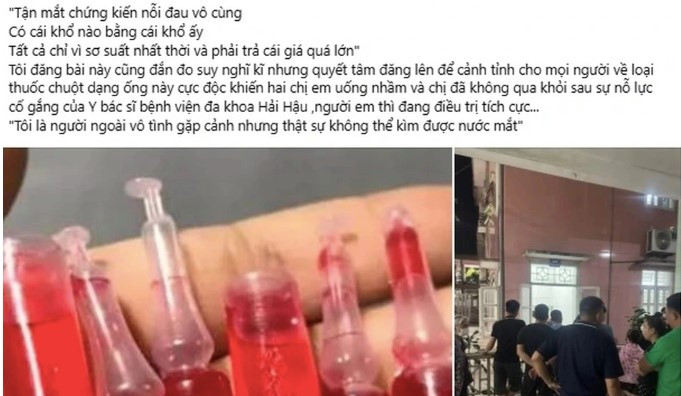 Hai chị em uống nhầm thuốc diệt chuột, một người tử vong Hai chi em uong nham thuoc diet chuot, mot nguoi tu vong