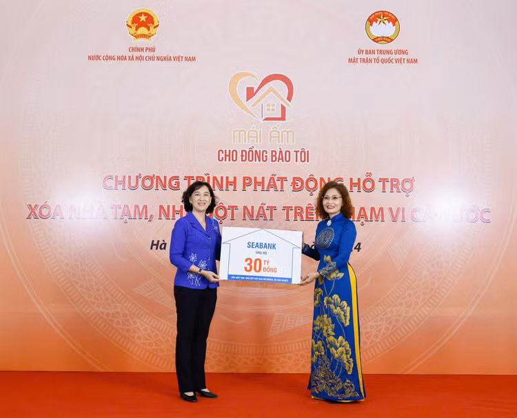 SeABank ung ho 30 ty dong xoa nha tam, nha dot nat