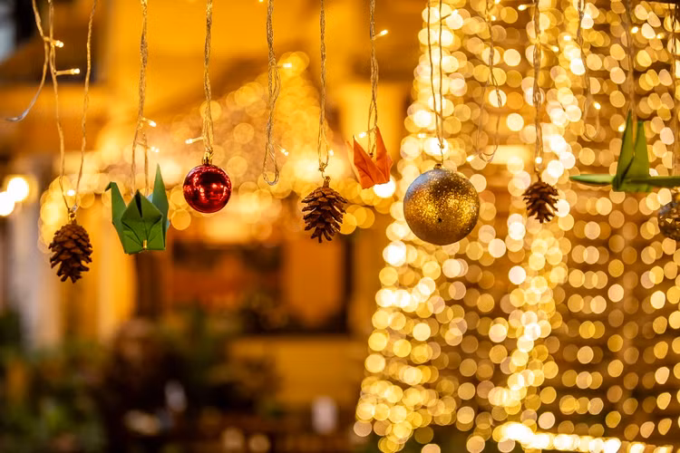 Nha hang trang tri thong tre, hac giay thu hut khach mua Giang sinh-Hinh-3