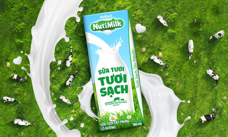 Sua Tuoi Tuoi Sach NutiMilk dinh duong chuan cao chao san voi dien mao bat mat