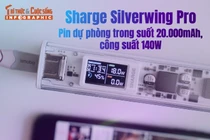 Sharge Silverwing Pro Pin dự phòng trong suốt 20.000mAh, công suất 140W 