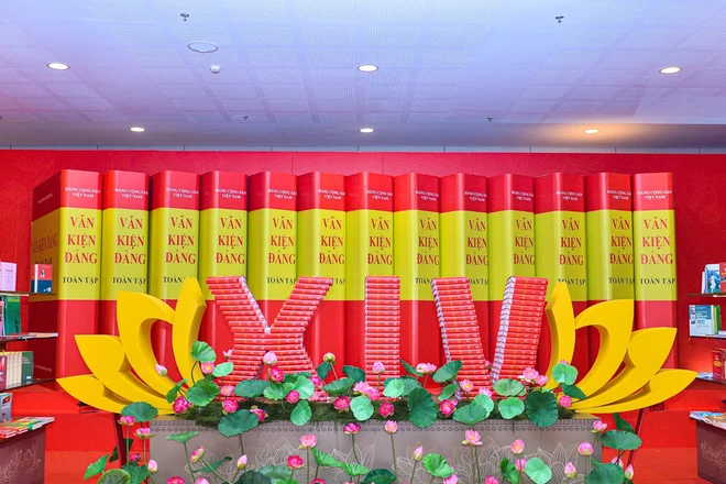 Không gian bên trong nơi diễn ra Đại hội XIV của Đảng