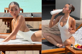 Huyền 2k4 cực nóng bỏng trong loạt khoảnh khắc tắm nắng bên hồ bơi