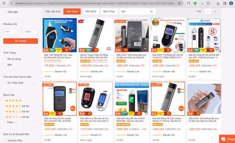 Loạn giá máy đo nồng độ cồn trên “chợ” online - Hình 3 Loan gia may do nong do con tren “cho” online-Hinh-3