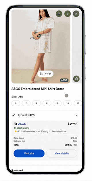Chỉ cần up hình ảnh của bạn, Google sẽ giúp &quot;thử&quot; quần áo trước khi lựa chọn mua. Ảnh: Google