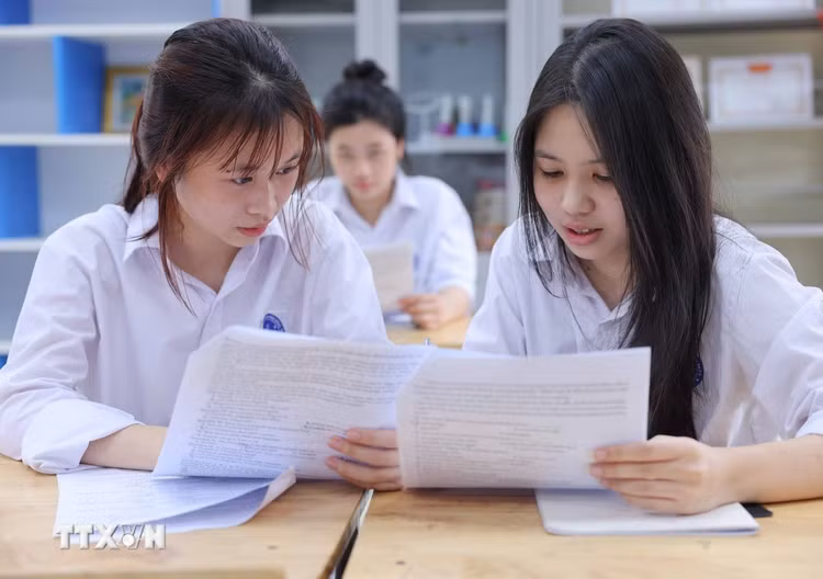 Học sinh nỗ lực ôn tập cho kỳ thi vào lớp 10. (Ảnh: Thanh Tùng/TTXVN)