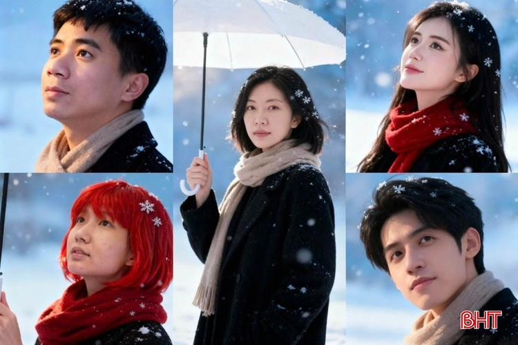 យុវជនជាច្រើននៅទីក្រុង Ha Tinh បង្កើតរូបភាពជាមួយព្រិលទឹកកក ដែលជានិន្នាការក្តៅនៅលើបណ្តាញសង្គម។ (រូបថត៖ កាសែត Ha Tinh) trend-1.png