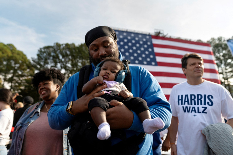 Democratic presidential nominee and U.S. Vice President Kamala Harris holds a rally in Atlanta