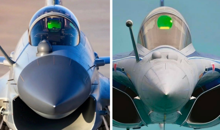 Tiêm kích J-10C (bên trái) và Rafale