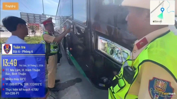 Phạt hơn 100 triệu đồng xe khách vi phạm trên cao tốc Phan Thiết - Vĩnh Hảo