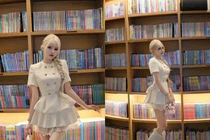 Nữ DJ Jenny Yến khoe nhan sắc trong thư viện