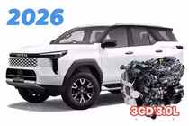 Rộ tin Toyota Fortuner 2026 sẽ dùng động cơ diesel 3.0L hoàn toàn mới