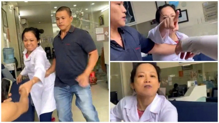 Nha sĩ, chủ cơ sở Nha khoa Tuyết Chinh với thái độ khá hung hăng trong clip. Ảnh cắt từ clip/ Nguồn CAND.