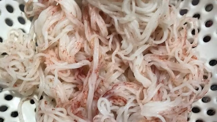 Bún tươi mua tại chợ Hòa Châu, phường Hòa Xuân, thành phố Đà Nẵng có dấu hiệu bất thường, nghi không bảo đảm an toàn thực phẩm - Ảnh ND