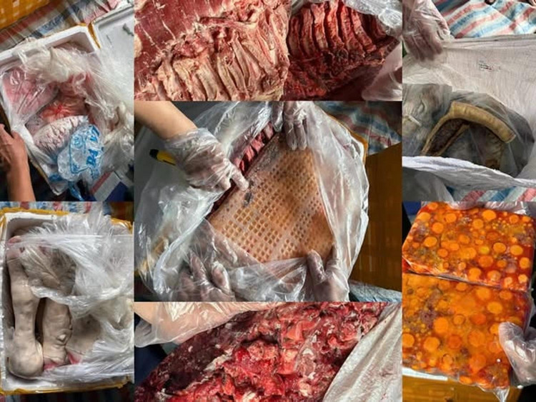 Sản phẩm đã bốc mùi hôi thối /Ảnh Công an Nam Định