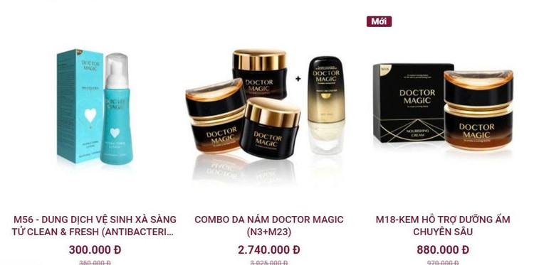 Hàng loạt sản phẩm dòng mỹ phẩm Doctor Magic được bán trên mailisa.com/Ảnh chụp màn hình